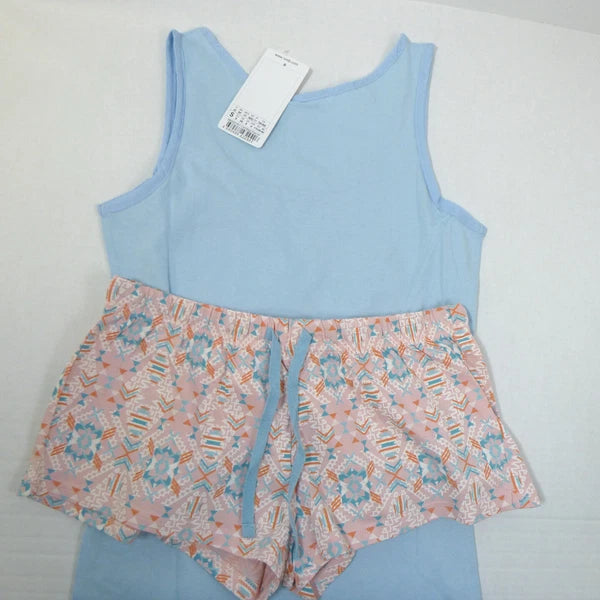 Oodji Ultra Women's Printed Pajama Set with Shorts Blue