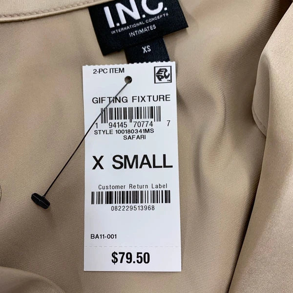 International Concepts 2-Pc. Piped-Trim Satin Pajama Set Women's XS Safari Brown