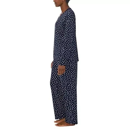 Nautica Women's 2 Pcs Pajama Sleepwear Set Silky Stretch Fleece Color: Navy, M