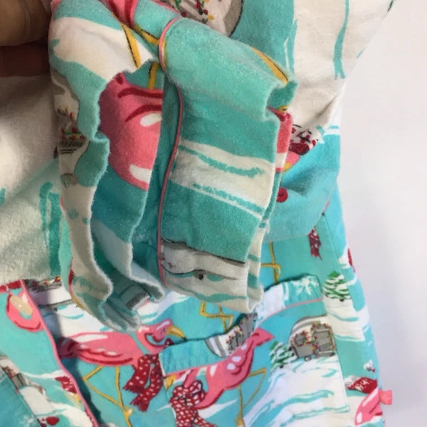 Nick & Nora Pajama Set Womens Large Flamingo Airstream RV Christmas Holiday