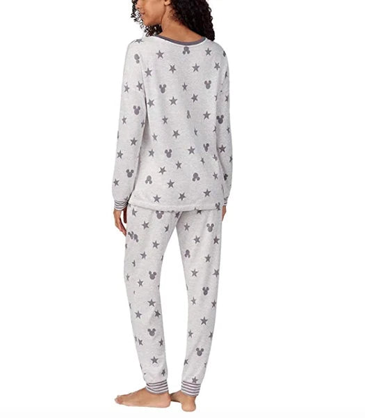Disney Womens 2 Piece Cozy Pajama Set Mickey Mouse Grey  XX-Large