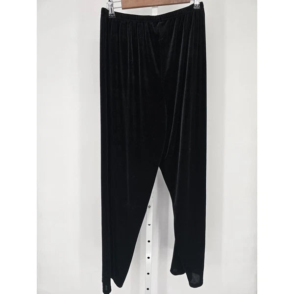 Delicates Intimates Womens Sz M velvet Pajama Top and Pants Set Black Lace Trim