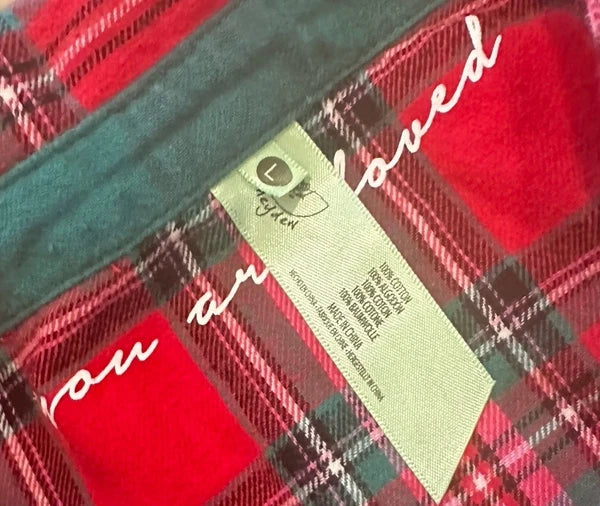 Honeydew Red Flannel MERRY Pajama Set Sz L Ret $68 Love Song Plaid