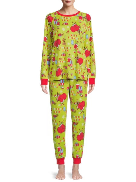 CHRISTMAS DR SEUSS GRINCH WOMENS LONG SLEEVE 2-PIECE PAJAMAS SET 2X NWT [CHR9]