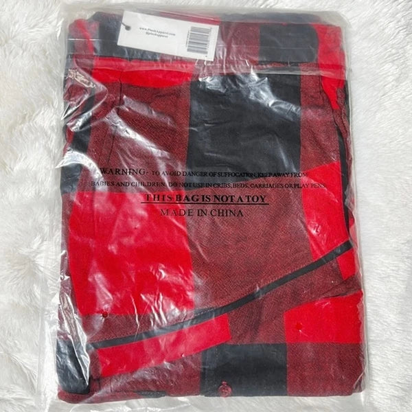 NIP Plush Revolve Ultra Soft Buffalo Plaid Pajama PJ Set Red & Black Women’s L