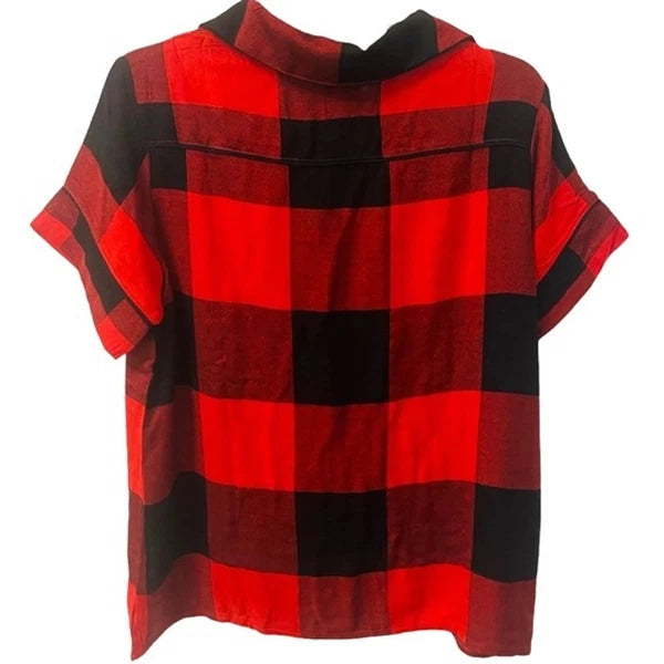 NIP Plush Revolve Ultra Soft Buffalo Plaid Pajama PJ Set Red & Black Women’s L