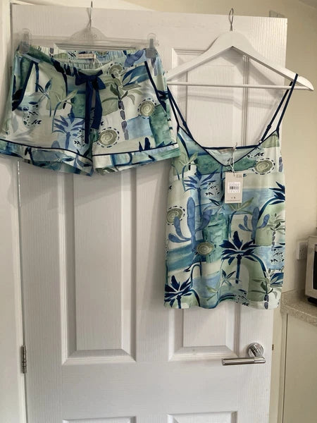 Cyberjammies Printed Pyjama Shorts Set, Blue/Green, Size 10, New With Tags