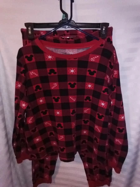 Pre Owned Women's 2pc Pajamas Mickey Mouse Size Medium Color Red And Black By...