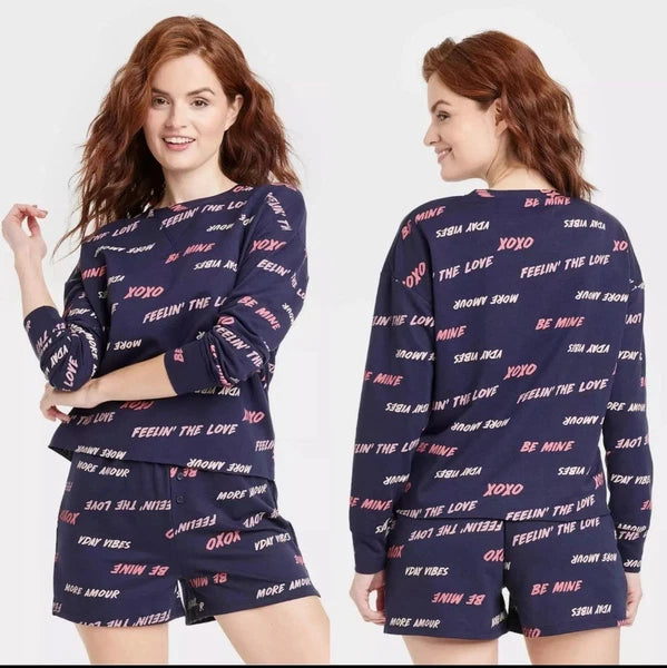 Womens Love Pajama Set - Feeling the Love, XOXO - Grayon Threads - Size Small