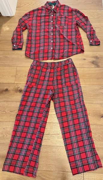 Honeydew Red Flannel MERRY Pajama Set Sz L Ret $68 Love Song Plaid