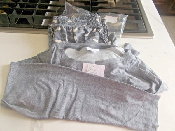 Roudelain Women's Size Large Gray Long Sleeve Top & Jogger Pajama Set NWT