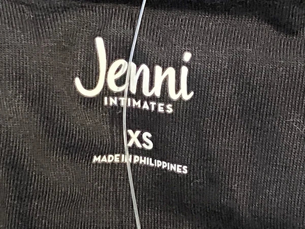 NWT JENNI Women's Notch-Collar Pajama Set Deep Black Size XS