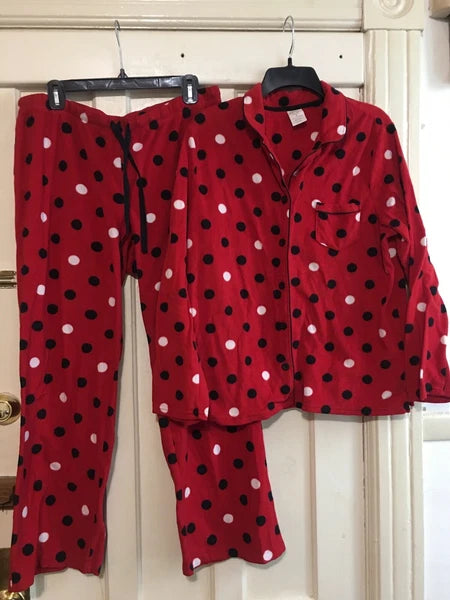 Sonoma women’s polka dot fleece pejama set Large