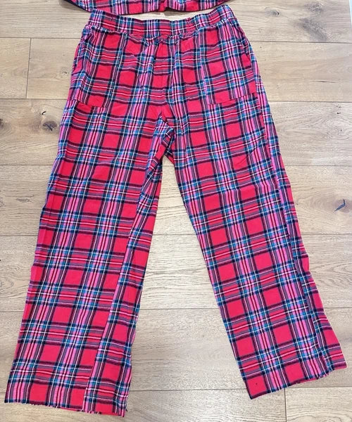 Honeydew Red Flannel MERRY Pajama Set Sz L Ret $68 Love Song Plaid