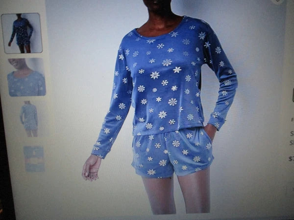 BNWT/Sealed. Sleep Chic Blue w/ Silver Snowflakes Long Sleeve 2-pc. set XL