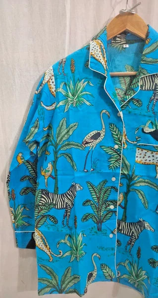Handmade Handcrafted Indian Cotton Night Suit (PJ Set) For Women