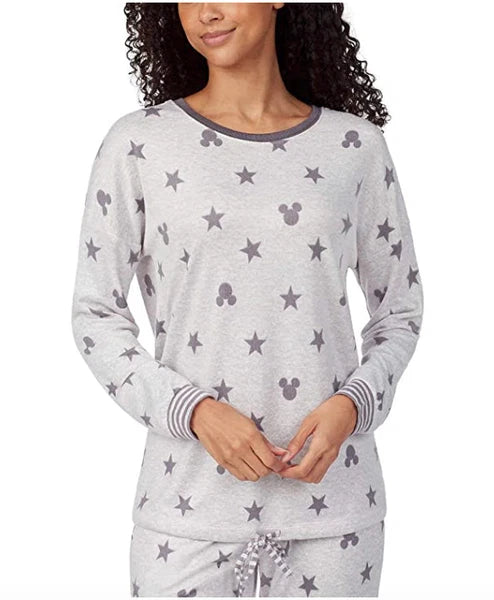 Disney Womens 2 Piece Cozy Pajama Set Mickey Mouse Grey  XX-Large