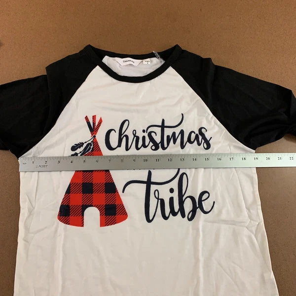 Cutematchy Womens Medium Christmas With My Tribe Graphic 2 Piece Pajama Set New