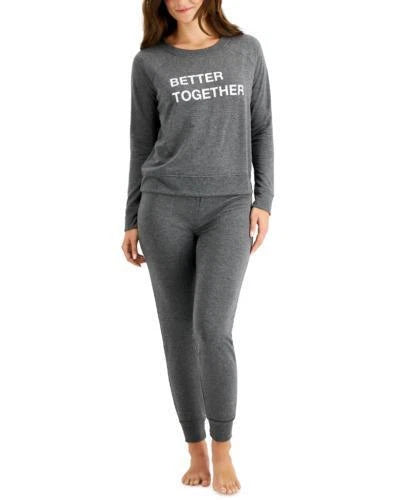 Family Pj's Women's Charcoal Better Together Sweatshirt And Pants Set Size XXL