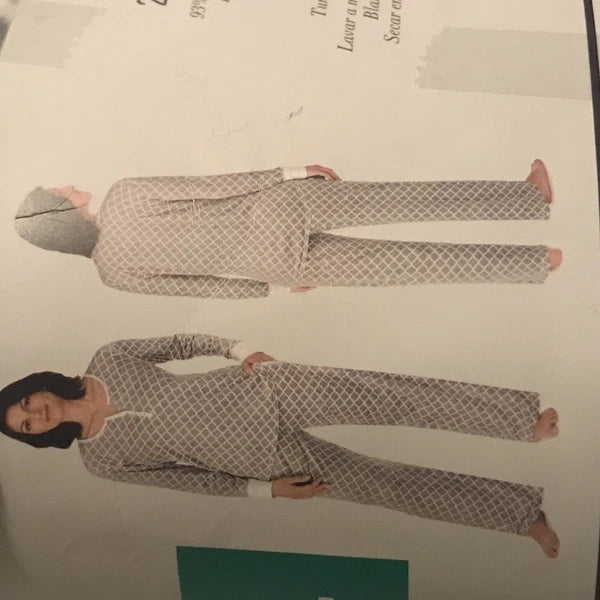 NEW! Nautica 2 pc Women's Sleepwear Set XL Super Soft! Gray & White