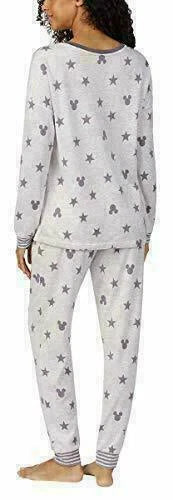 Disney Womens 2 Piece Cozy Pajama Set Mickey Mouse Grey  XX-Large