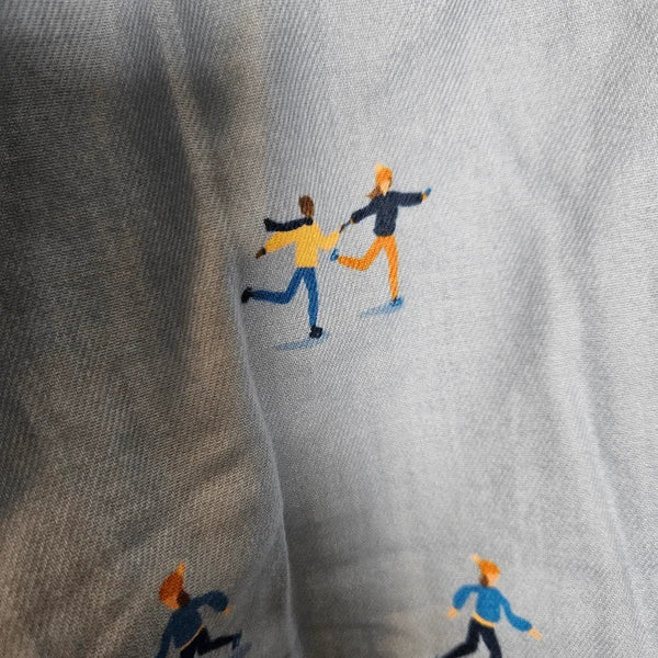 Lattelove Blue Flannel Skater Pants & Long Sleeve Pajama Set Skating Print Women