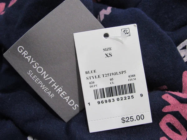 Grayson Threads Women's Pajama Set Blue Size XS