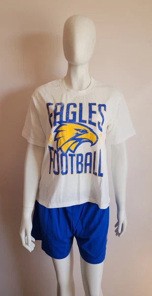 West Coast Eagles AFL AFWCE0840 W24 Ladies Short Sleeve Pyjama Set Size L New