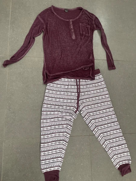 Free Press Womens Long Sleeve Purple Pajama Set Size M/L