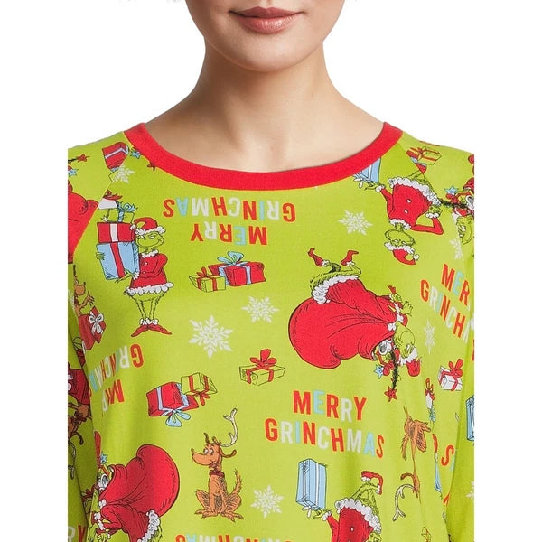 CHRISTMAS DR SEUSS GRINCH WOMENS LONG SLEEVE 2-PIECE PAJAMAS SET 2X NWT [CHR9]