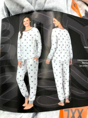 Disney Womens 2 Piece Cozy Pajama Set Mickey Mouse Grey  XX-Large