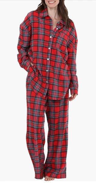 Honeydew Red Flannel MERRY Pajama Set Sz L Ret $68 Love Song Plaid
