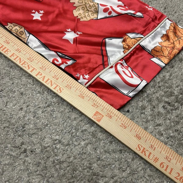 Sheshow Women's Chick-Fil-A Print Satin Pajamas Top/Short Set Red Medium New
