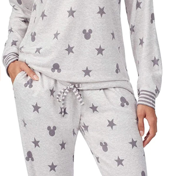 Disney Womens 2 Piece Cozy Pajama Set Mickey Mouse Grey  XX-Large