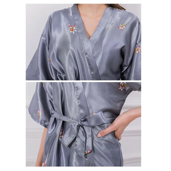 Ice Silk Pajamas Ladies Nightwear Set Women Woman Nightdress Pyjamas