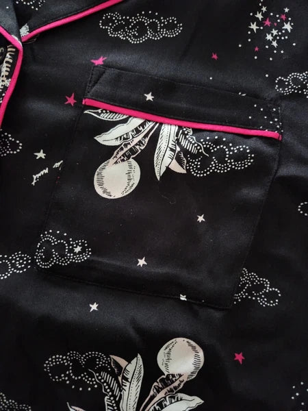 M&S Floral Print Revere Collared Pyjama Set - Size 12