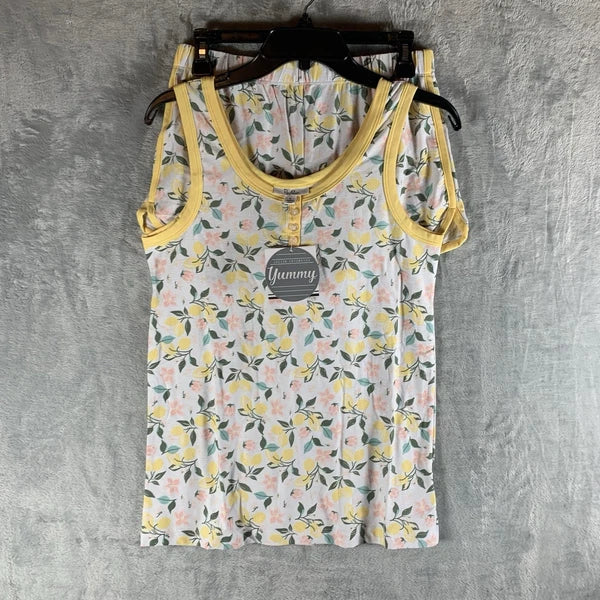 Roudelain Women's Pajamas Set S Tank Top Shorts Lemon Floral Soft Henley PJs NWT