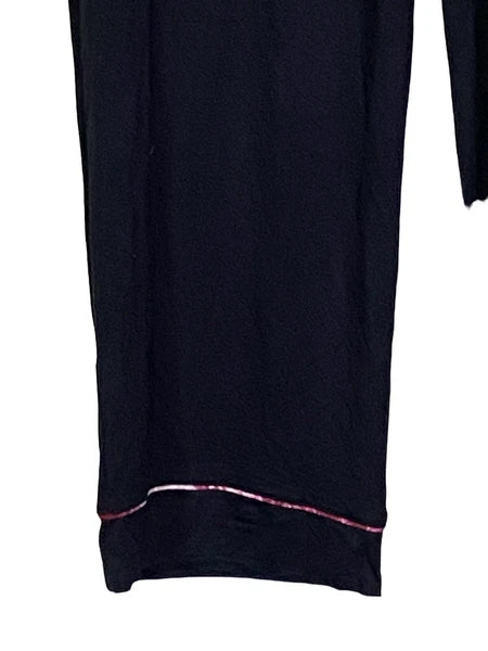 NWT JENNI Women's Notch-Collar Pajama Set Deep Black Size XS