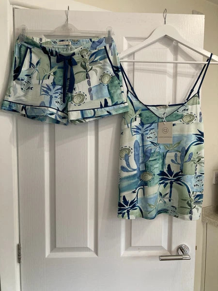 Cyberjammies Printed Pyjama Shorts Set, Blue/Green, Size 10, New With Tags