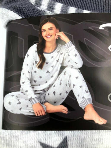 Disney Womens 2 Piece Cozy Pajama Set Mickey Mouse Grey  XX-Large