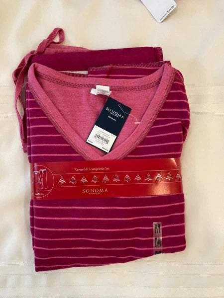 Sonoma Vintage Women's 2pc Maroon Striped Sleepwear Set - Med - NWT/Sealed