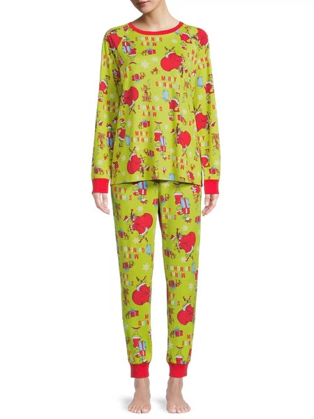 CHRISTMAS DR SEUSS GRINCH WOMENS LONG SLEEVE 2-PIECE PAJAMAS SET 2X NWT [CHR9]