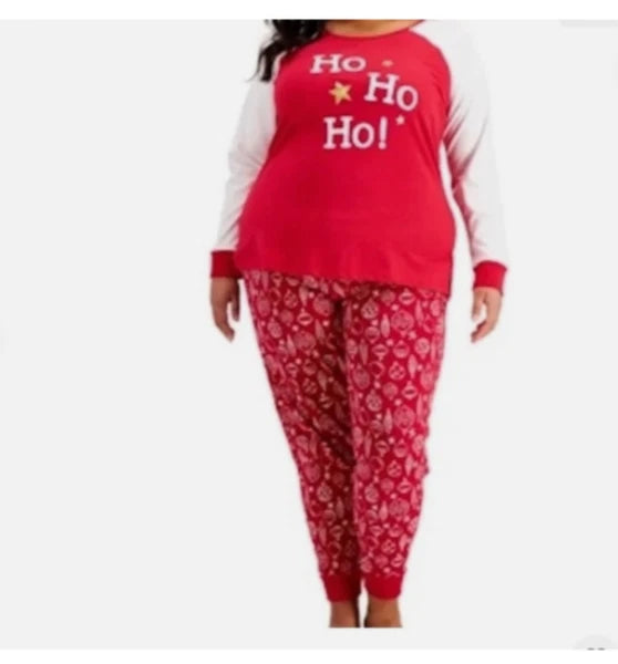 Macy's Womens Size XXL Ornament Print Family Pajama Set Red White Ho Ho