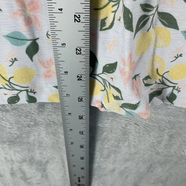 Roudelain Women's Pajamas Set S Tank Top Shorts Lemon Floral Soft Henley PJs NWT