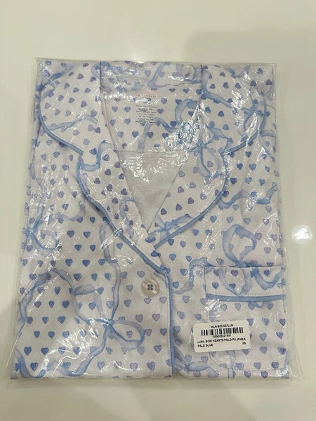 LoveShackFancy Roller Rabbit Luna Bow Hearts Polo Pajama Set