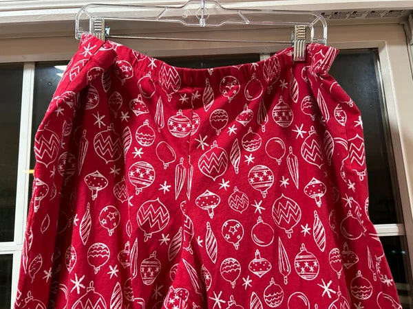 Macy's Womens Size XXL Ornament Print Family Pajama Set Red White Ho Ho