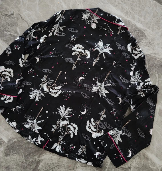 M&S Floral Print Revere Collared Pyjama Set - Size 12