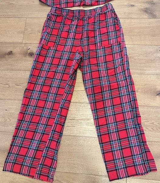 Honeydew Red Flannel MERRY Pajama Set Sz L Ret $68 Love Song Plaid