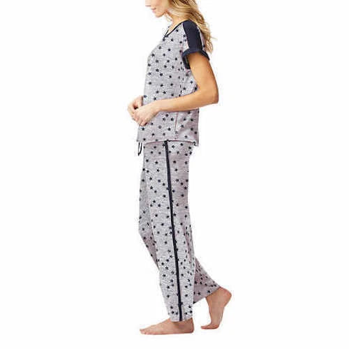 New Lucky Brand Ladies' 4 piece PJ Set Gray stars XS