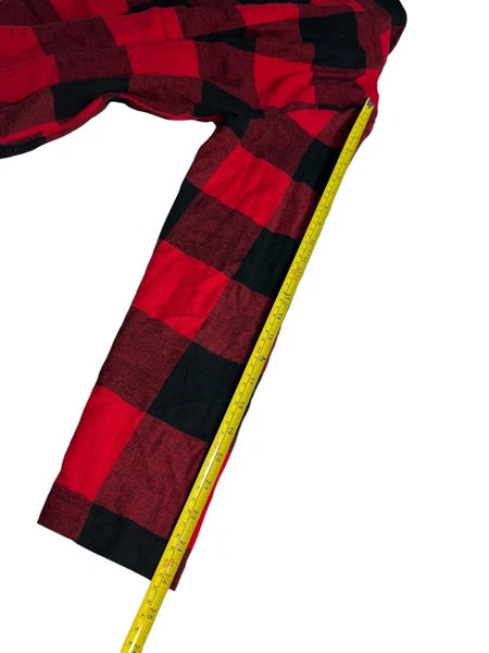 Old Navey Flannel Sleep Pajama Set Red & Black Plaid Ladies Size S